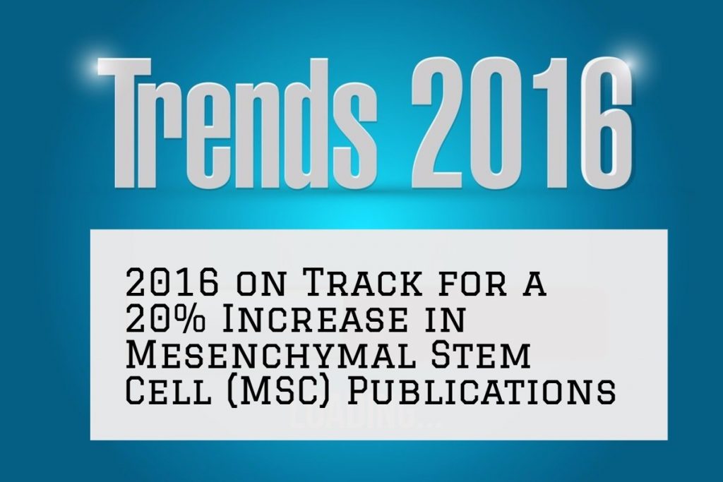 2016 on Track for a 20% Increase in Mesenchymal Stem Cell (MSC) Publications