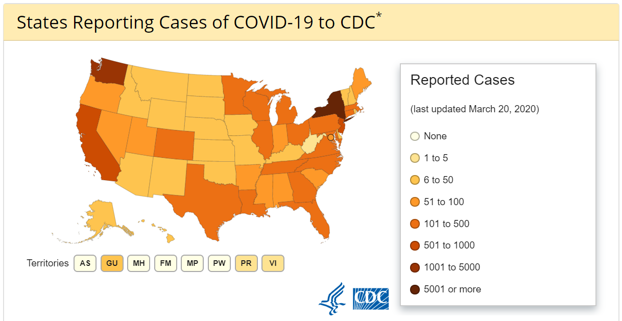 States Reporting Coronavirus Cases - CDC