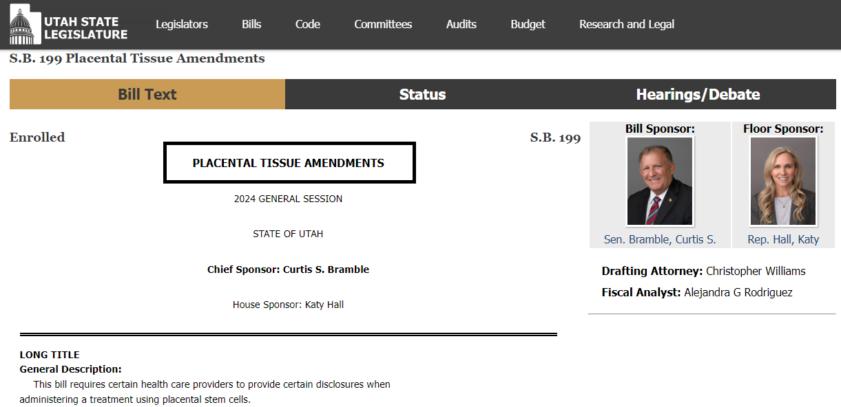 Placental Tissue Amendments Bill